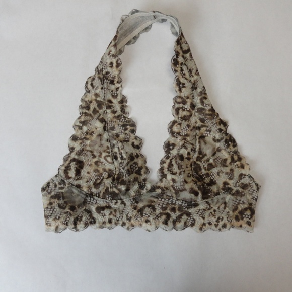 Free People Other - Free People Halter Bra Leopard Print Floral Brown